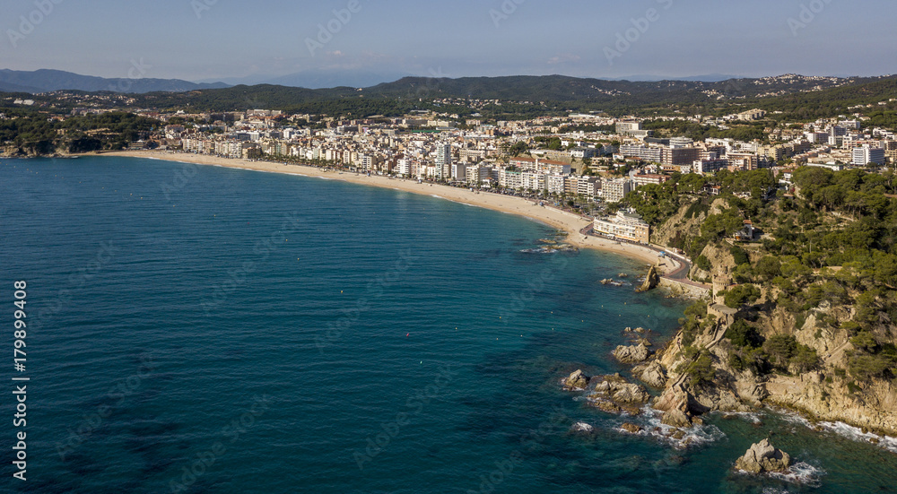 Aerial view of Lloret de Mar coastal town in Catalonia