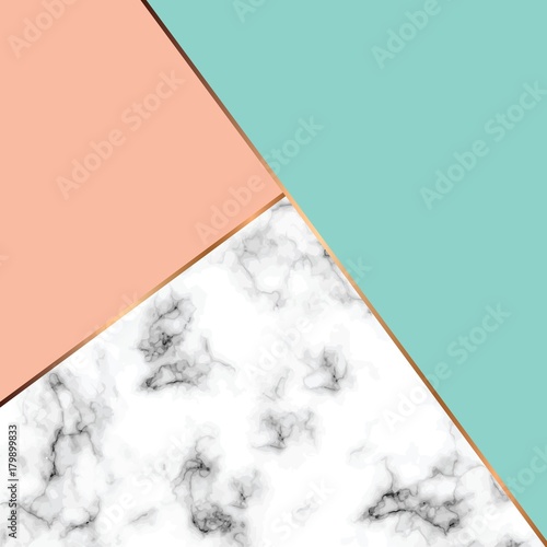 Vector marble texture design with golden geometric lines, black and white marbling surface, modern luxurious background, vector illustration