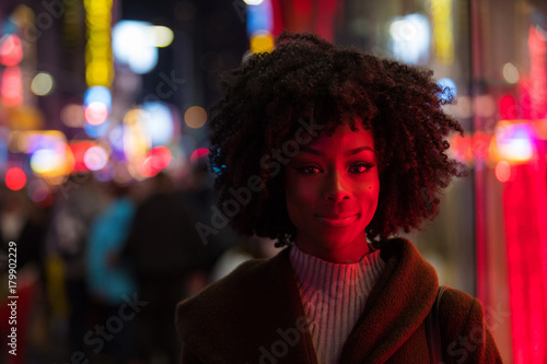 Beautiful woman in city