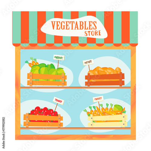 Vegetable market showcase.