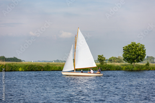 A sailboat on the lake 't Joppe in the Netherlands.