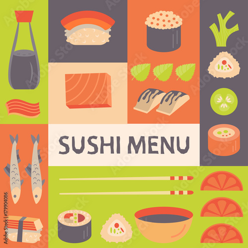 Japanese Sushi and Sashimi background