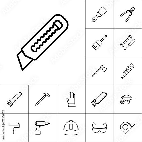 line cutter icon on white background, construction set