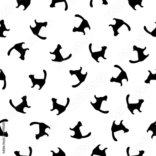 Seamless patten - kitten silhouettes.
