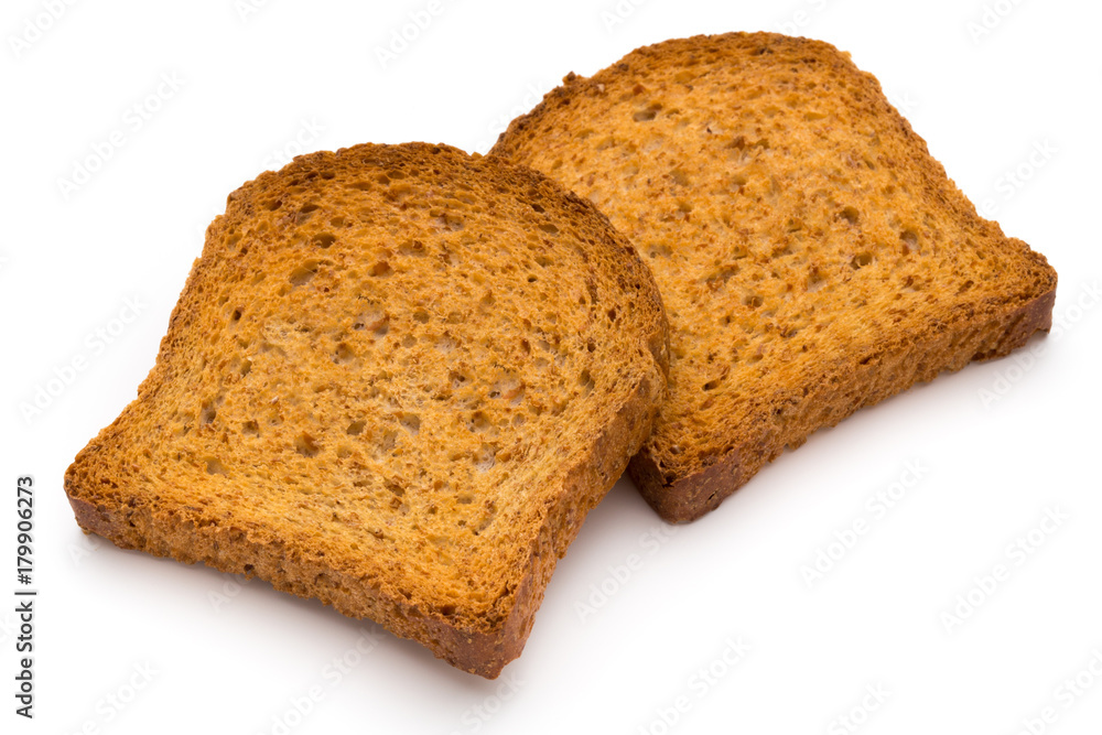 Sliced Toast Bread isolated on white background, top view.