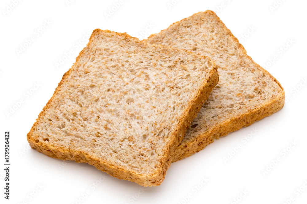 Toast bread isolated on the white background.