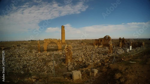 Remains of the minaret, ruins of Date Harran University South of Turkey, border with Syria photo