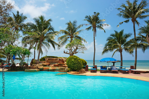 Swimming pool on a tropical beach