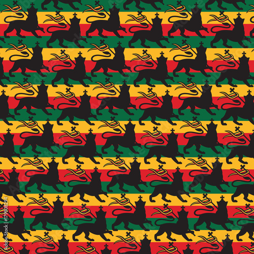 Background pattern with Rastafarian flag with the lion