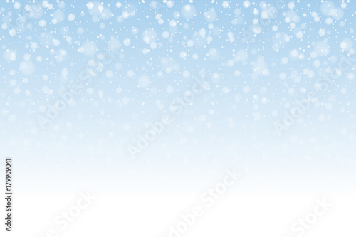 Christmas snow. Falling snowflakes on light background. Snowfall. Vector illustration, eps 10.