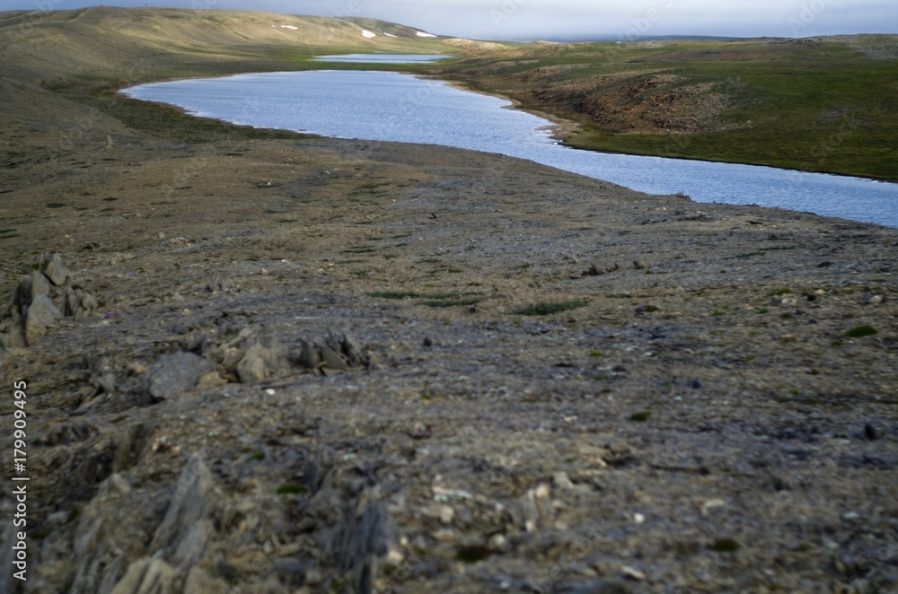 Stone cliffs of the Arctic archipelago Novaya Zemlya