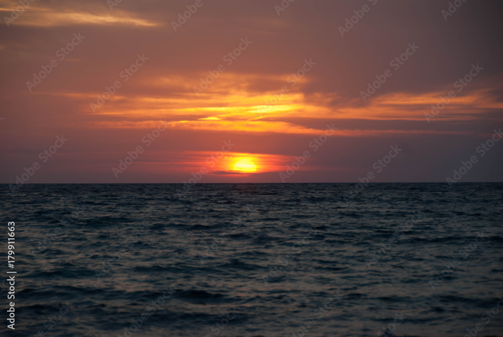 Sunset at Carloforte on the sea