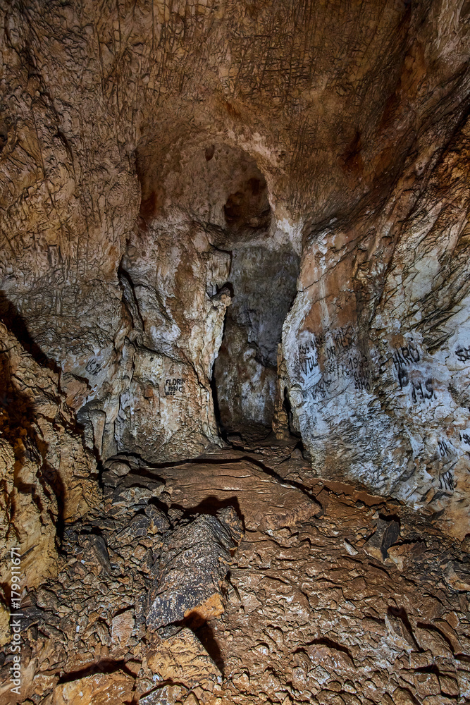 Cave interior in a limestone mountain