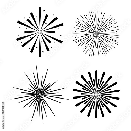 sunburst decorative set icons