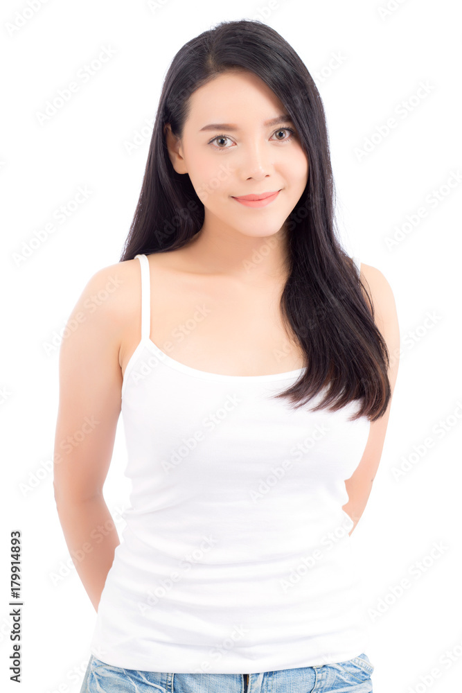 Portrait of beautiful asian woman makeup of cosmetic, beauty of girl with face smile attractive isolated on white background, perfect with wellness and healthcare concept. Portrait of beautiful asian woman makeup of cosmetic, beauty of girl with face smile attractive isolated on white background, perfect with wellness and healthcare concept.