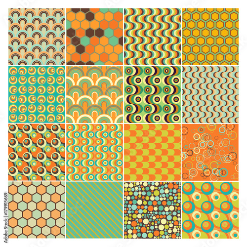 Vintage Textile Pattern Set - Abstract Vector Old-Fashioned Motif 