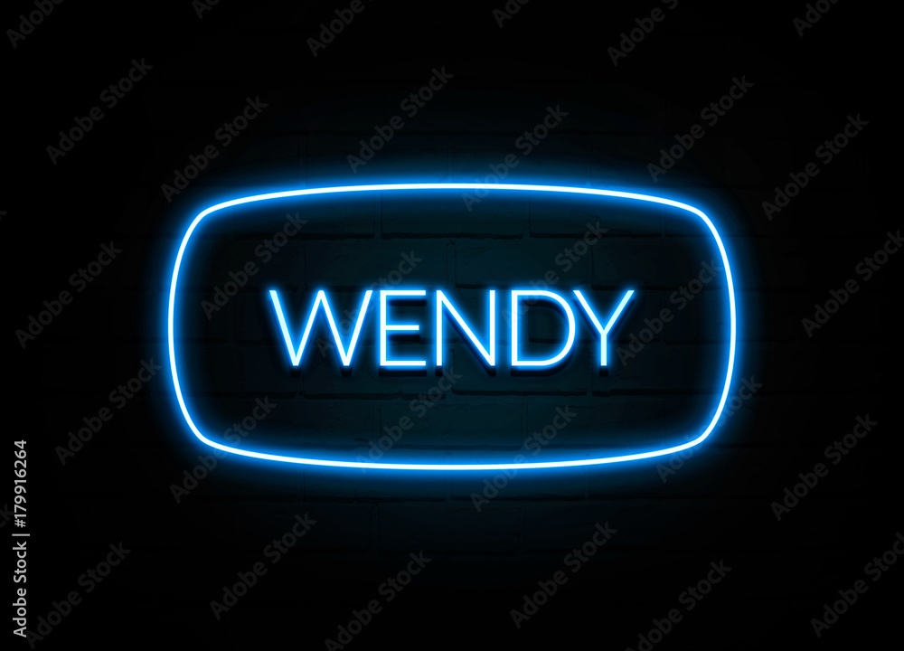 Wendy - colorful Neon Sign on brickwall Wendy - colorful Neon Sign on brickwall