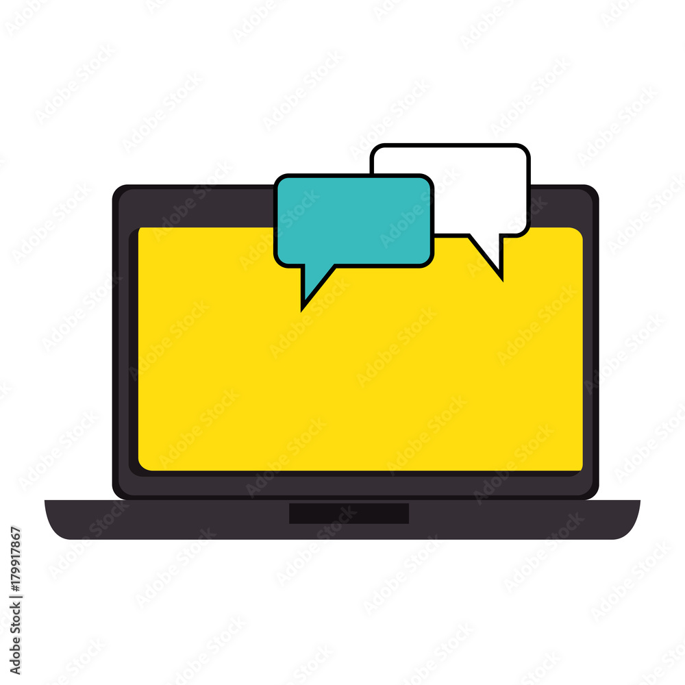 Fototapeta premium laptop computer with speech bubbles