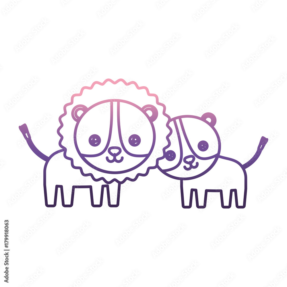 cute couple of lions icon over white background vector illustration cute couple of lions icon over white background vector illustration