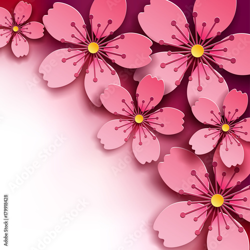 Luxury bright background with sakura flowers