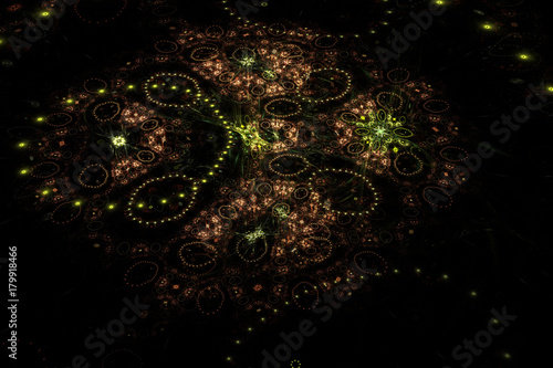 Fractal art background for creative design. Abstract fractal. Decoration for wallpaper desktop, poster, cover booklet, card. Psychedelic. Print for clothes, t-shirt. Magic graphics. © Alexey Lesik