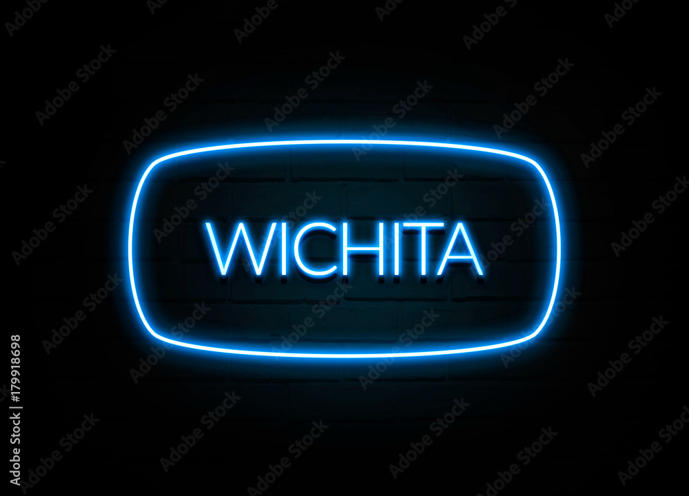 Wichita - colorful Neon Sign on brickwall Wichita - colorful Neon Sign on brickwall