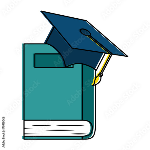 text book with hat graduation