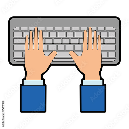 hands human with keyboard vector illustration design