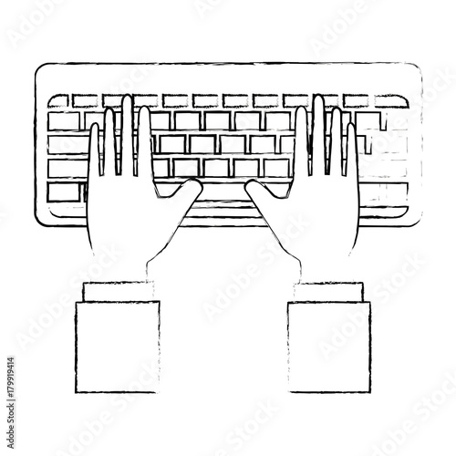 hands human with keyboard vector illustration design