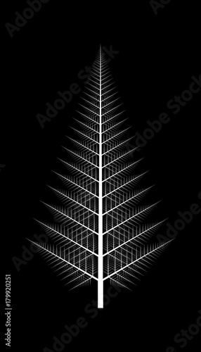Vector Computer Generated  L-system Branching Fearn Barnsley Leaf Fractal  - Generative Art  
