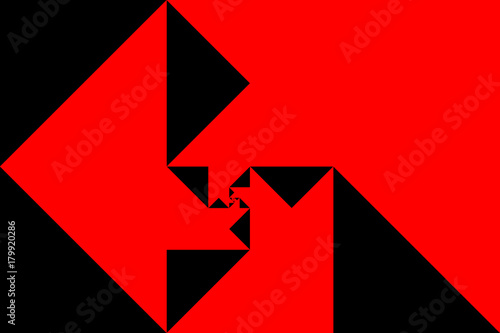 Triangle Red and White Fibonacci Spiral - Vector Op Art
