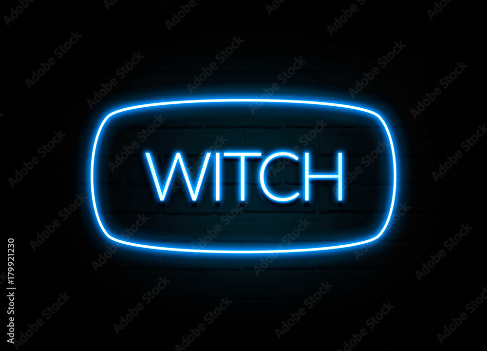 Witch - colorful Neon Sign on brickwall Witch - colorful Neon Sign on brickwall
