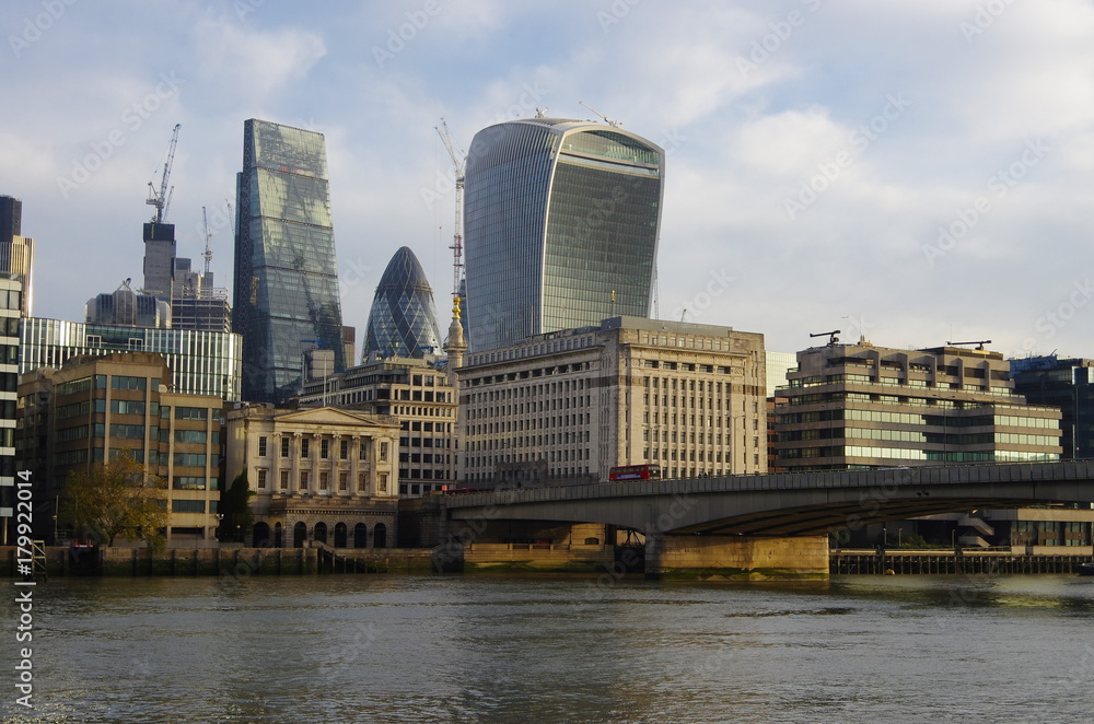 View of London Downtown from the Thames riverside