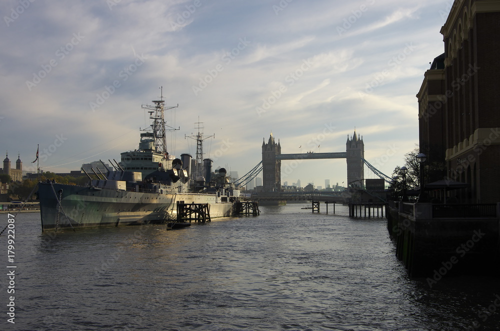 The Tower Bridge and the HMS Belfast