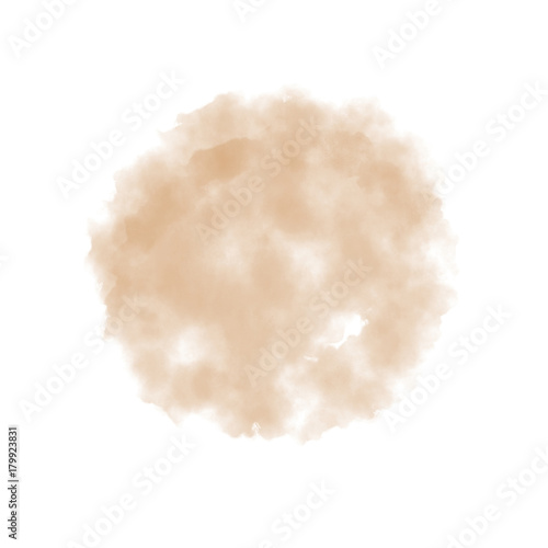 Brown watercolor painting textured on white background, Abstract illustration background in circle shape, art and design concept