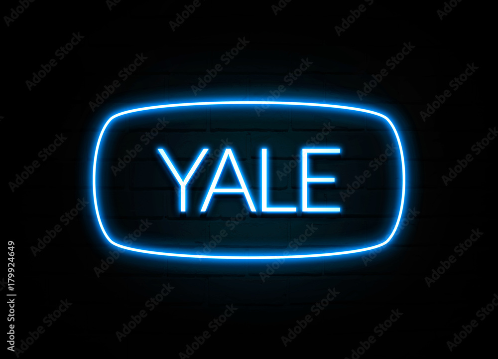 Yale - colorful Neon Sign on brickwall Yale - colorful Neon Sign on brickwall