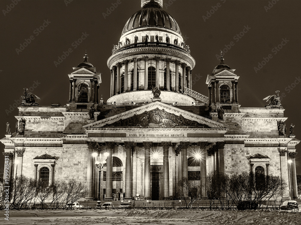 Saint Isaac's Cathedral landmark Petersburg night Saint Isaac's Cathedral landmark Petersburg night