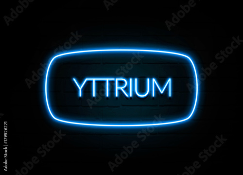 Yttrium - colorful Neon Sign on brickwall