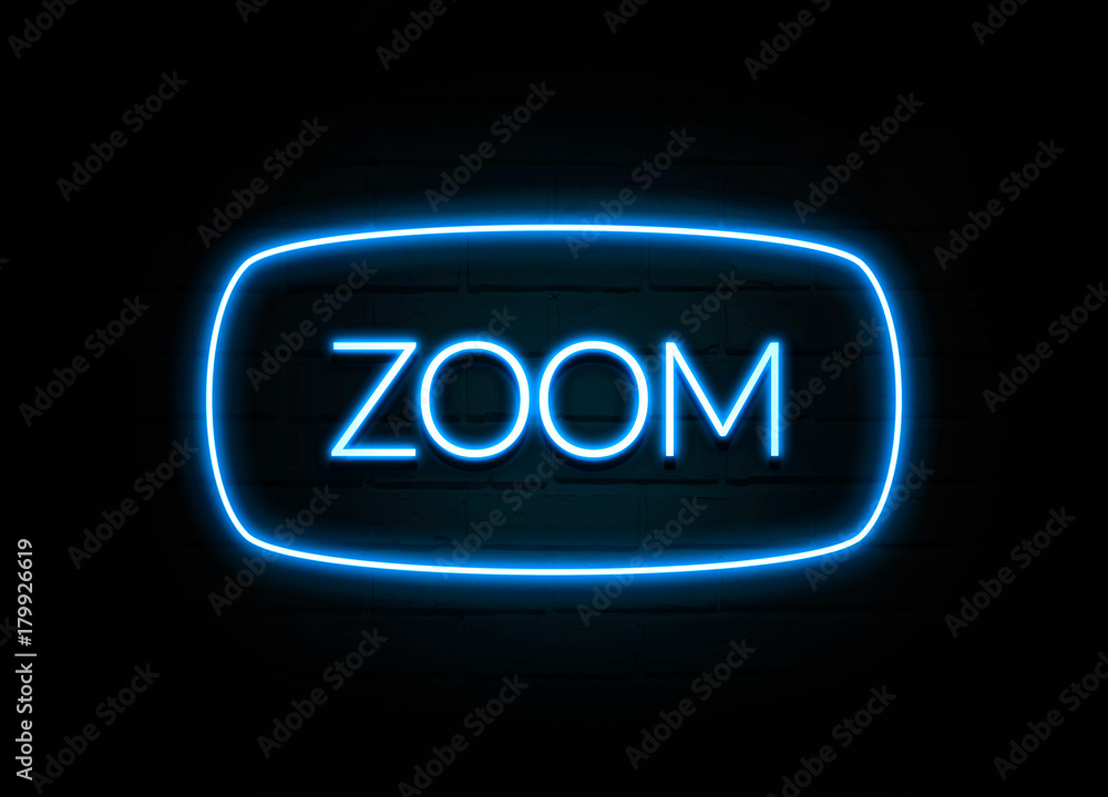 Zoom - colorful Neon Sign on brickwall Zoom - colorful Neon Sign on brickwall