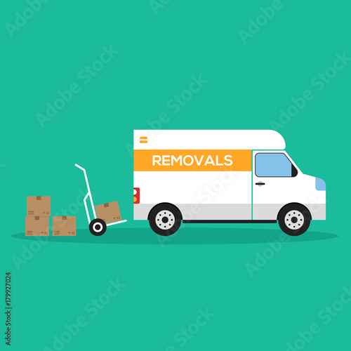 Home removal and transportation concept flat design