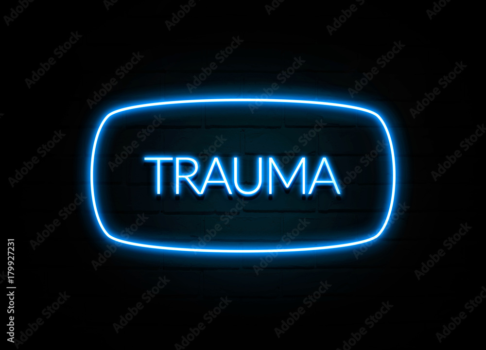 Trauma - colorful Neon Sign on brickwall Trauma - colorful Neon Sign on brickwall