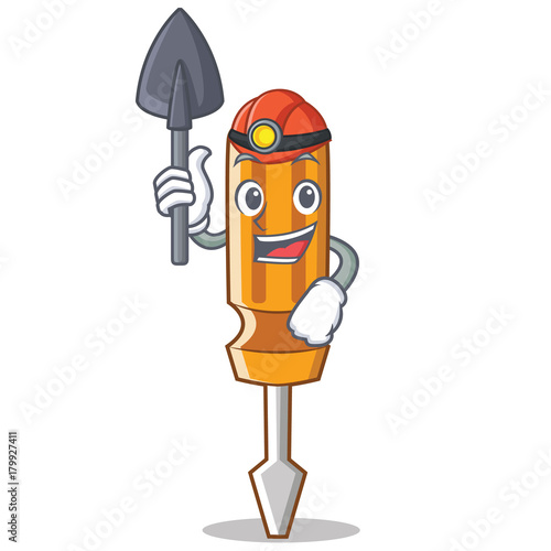 Miner screwdriver character cartoon style