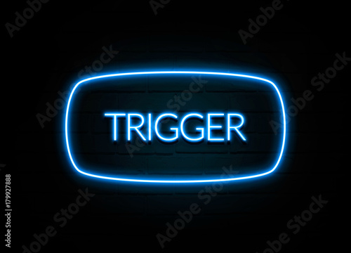 Tablou pe pânză Trigger  - colorful Neon Sign on brickwall