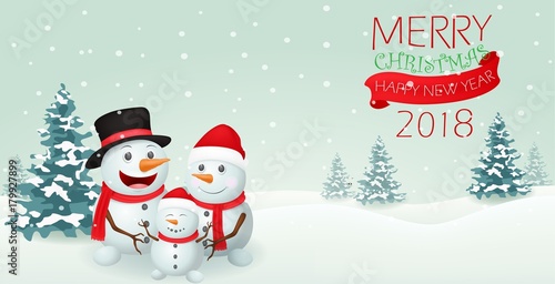 Christmas Snowman family banner design 