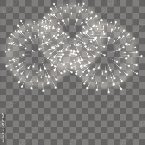 Fireworks salute on transparent background. Vector