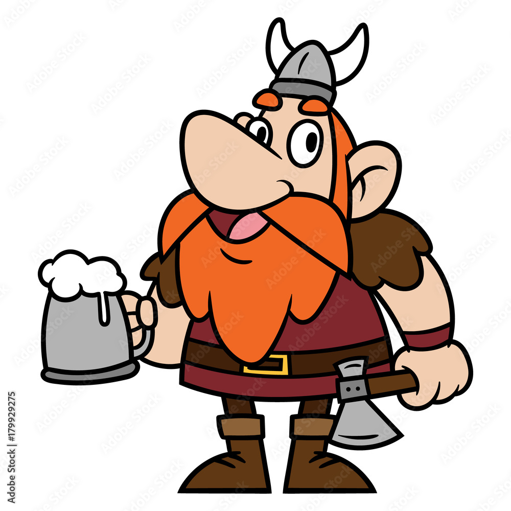 Obraz premium Cartoon Viking a Holding a Tankard of Ale