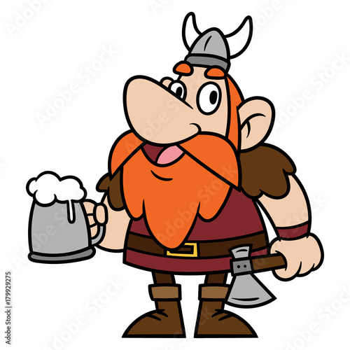 Cartoon Viking a Holding a Tankard of Ale