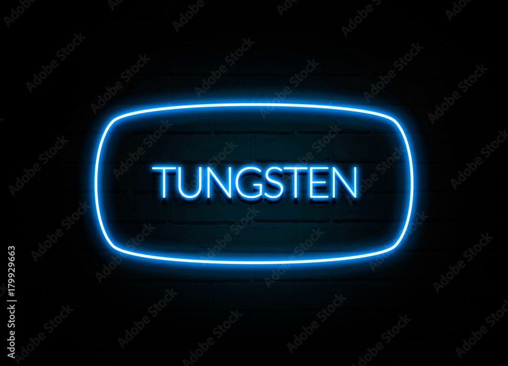 Tungsten - colorful Neon Sign on brickwall Tungsten - colorful Neon Sign on brickwall