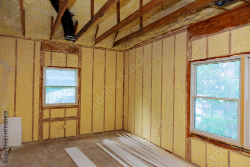 Foam plastic Insulation of a new home