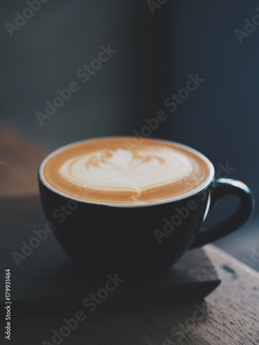 coffee latte art in cafe.